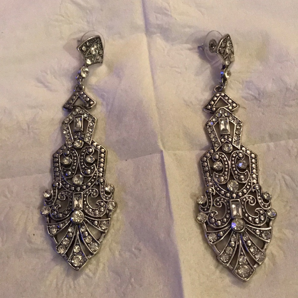 Rhinestone Silver Plated Earring - image 1